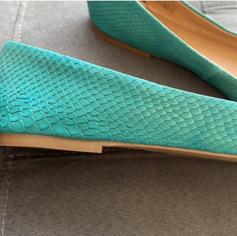 Mix No. 6 Teal Snake-Embossed Ballet Flats - Picture 7 of 10